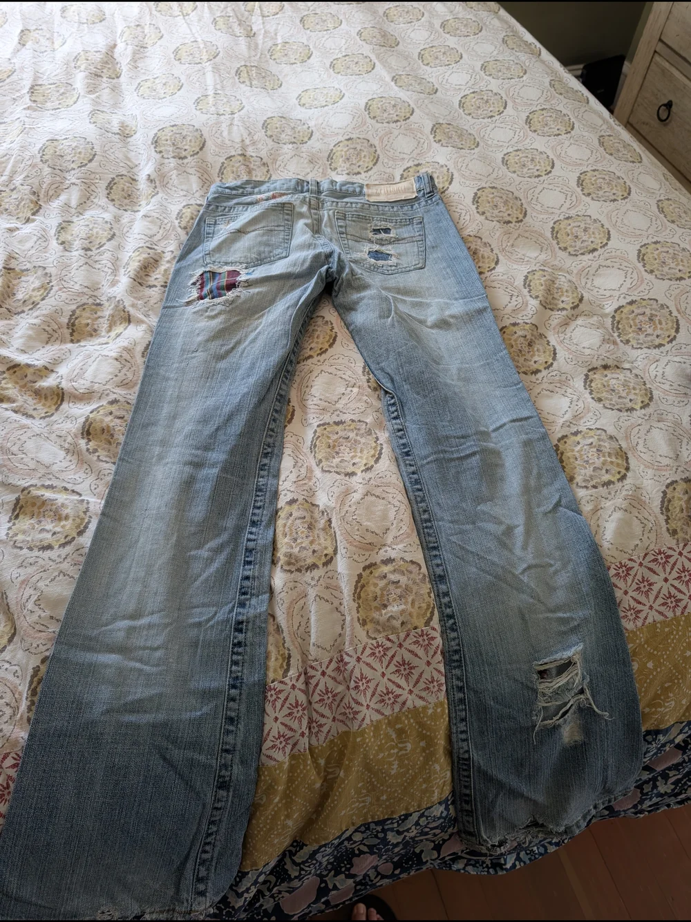 Z. Cavaricci Light Blue Distressed Flare Jeans with Patchwork - Picture 2 of 3